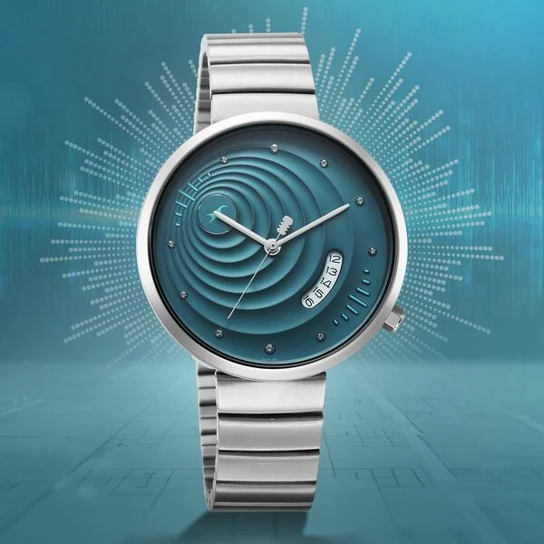 Fastrack Groove Quartz Analog with Date Teal Dial Girls Stainless Steel Watch