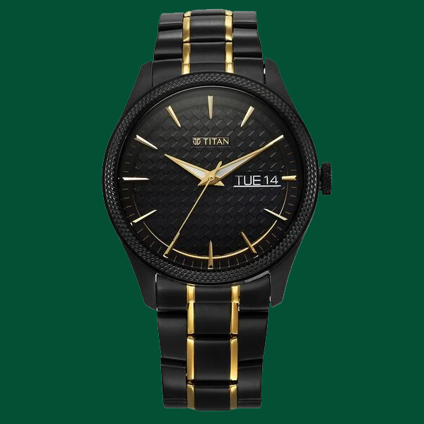 Titan Regalia Opulent Black Dial Multifunction Stainless Steel Strap watch for Men