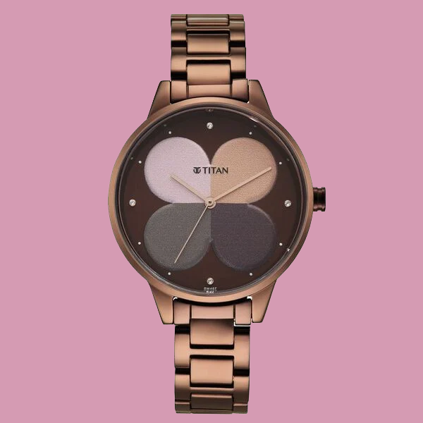 Titan Women's Purple Allure Watch: Floral Mosaic Dial & Sleek Strap