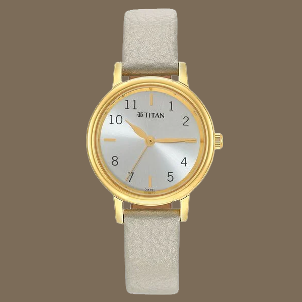 Titan Karishma Grey Dial Analog Leather Strap watch for WoMen