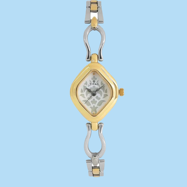 Titan Quartz Analog White Dial Stainless Steel Strap Watch for Women