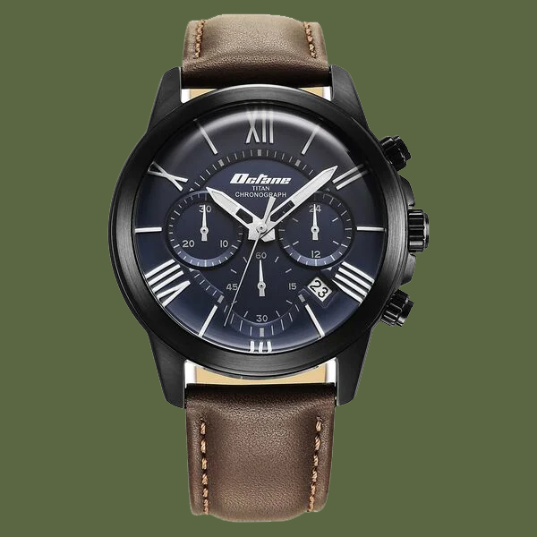 Titan Quartz Chronograph Blue Dial Leather Strap Watch for Men