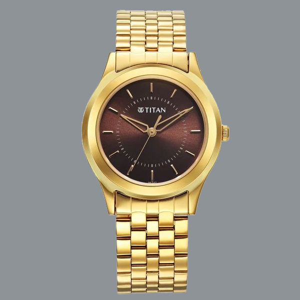 Titan Karishma Zing Quartz Analog Brown Dial Stainless Steel Strap Watch for Men