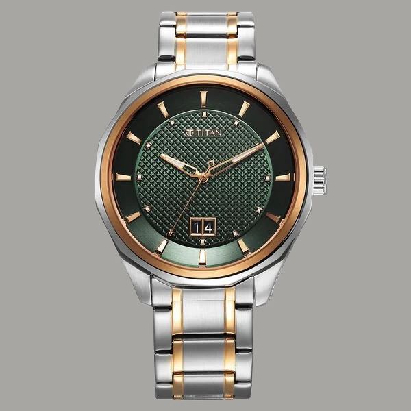 Titan Regalia Opulent Quartz Analog with Date Green Dial With Two Toned Stainless Steel Strap Watch For Men