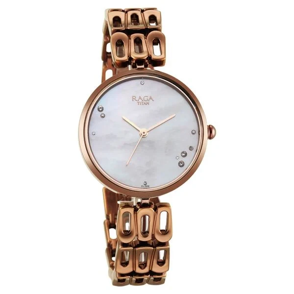 Titan Raga Chic Mother Of Pearl Dial Analog Metal Strap Watch for Women