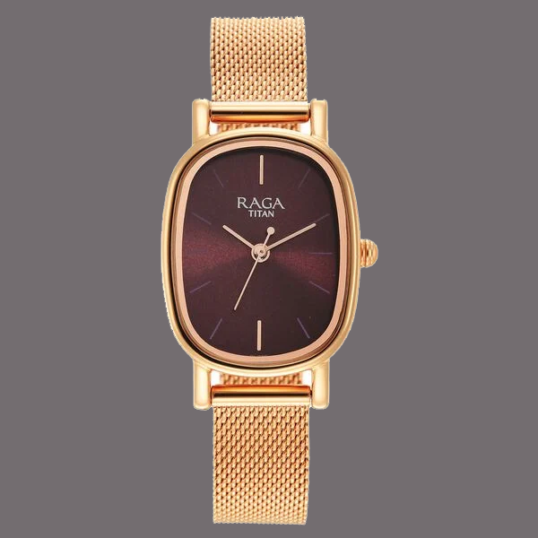 Titan Raga Viva Brown Dial Analog Stainless Steel Strap Watch for Women