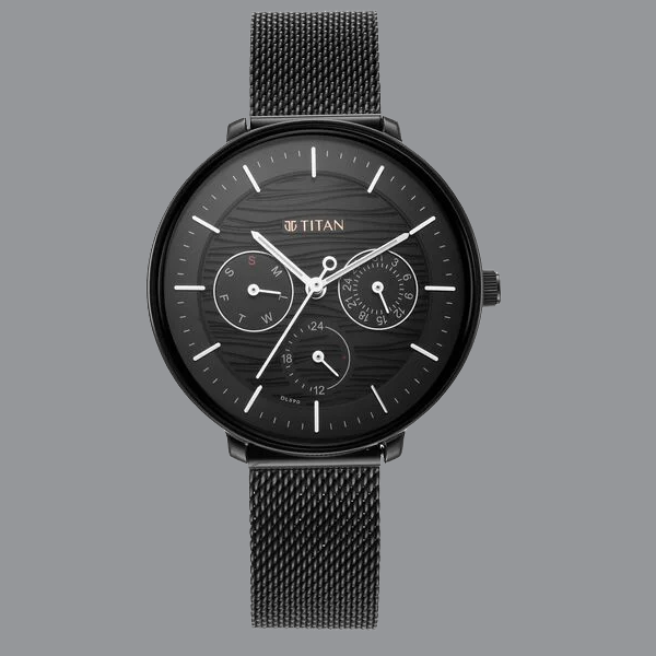 Titan Women's Svelte Green: Multi-Function Watch with Metal Strap