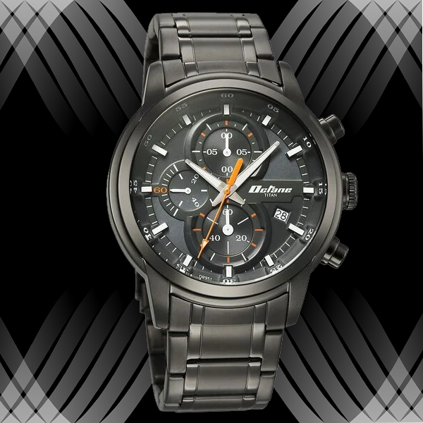 Titan Octane Primal Quartz Chronograph Grey Dial Grey Stainless Steel Strap Watch For Men | 90086qm01 Men's Watch